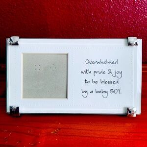 Mud Pie New Baby Boy Silver Clip Picture Frame 6.5 x 3.5 inches with Stand